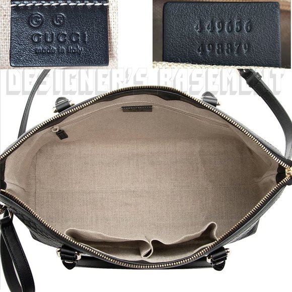 GUCCI black MICRO GUCCISSIMA leather Zip top Small TOTE shoulder Satchel bag NWT - Picture 4 of 9